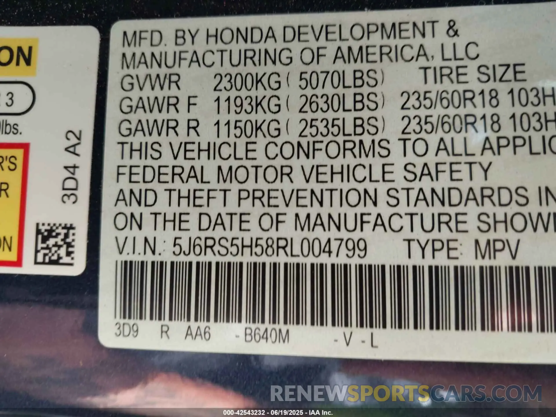 9 Photograph of a damaged car 5J6RS5H58RL004799 HONDA CR-V HYBRID 2024