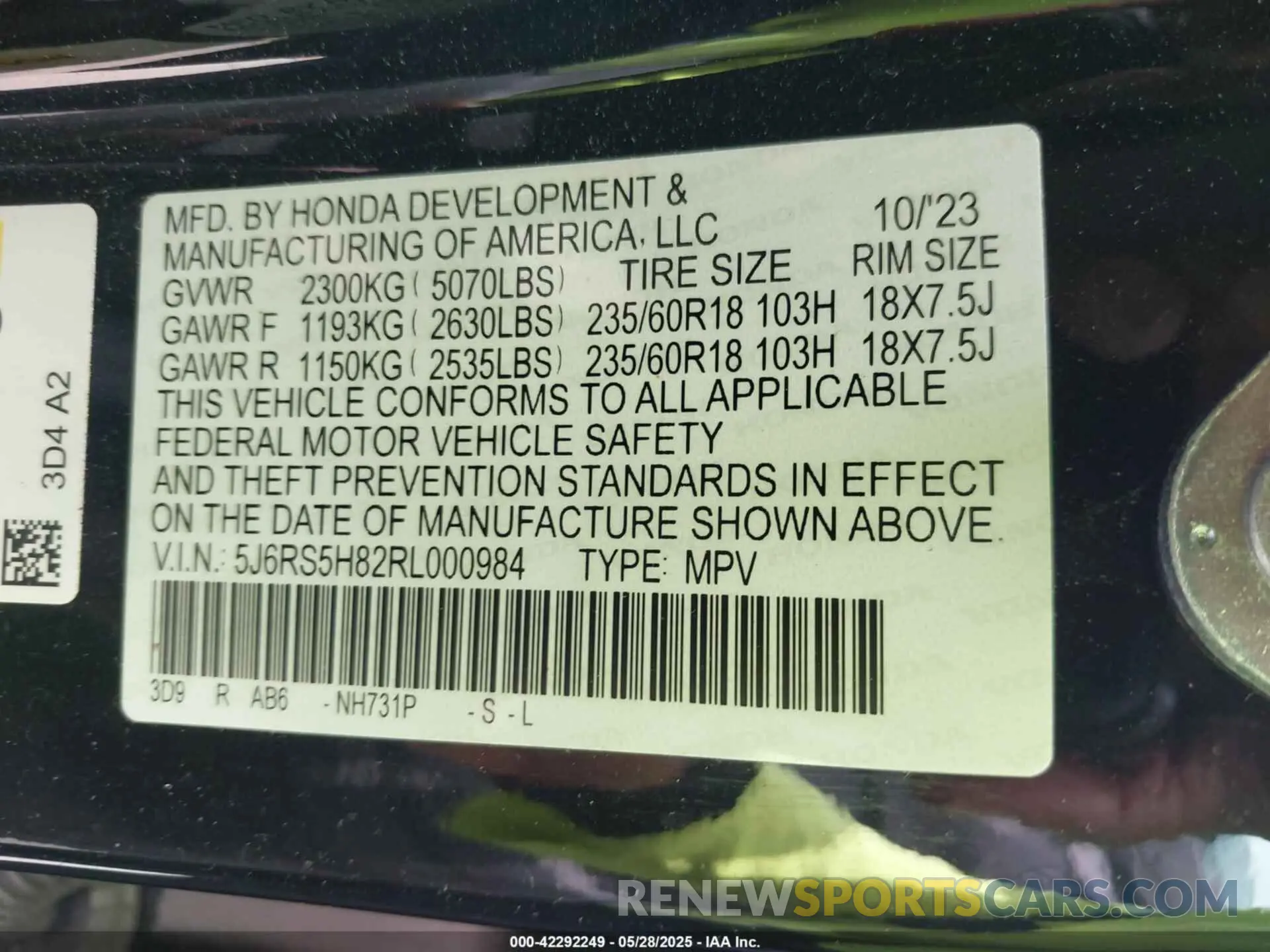 9 Photograph of a damaged car 5J6RS5H82RL000984 HONDA CR-V HYBRID 2024