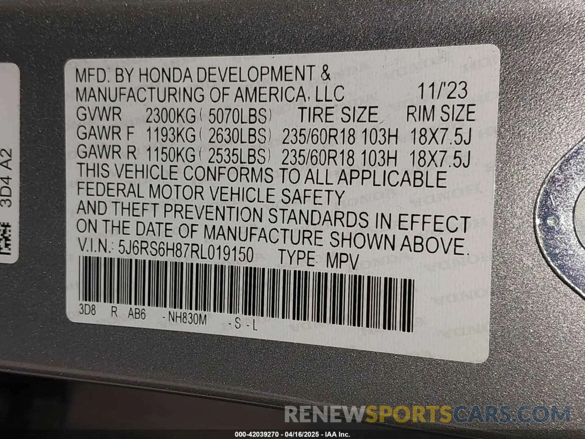 9 Photograph of a damaged car 5J6RS6H87RL019150 HONDA CR-V HYBRID 2024