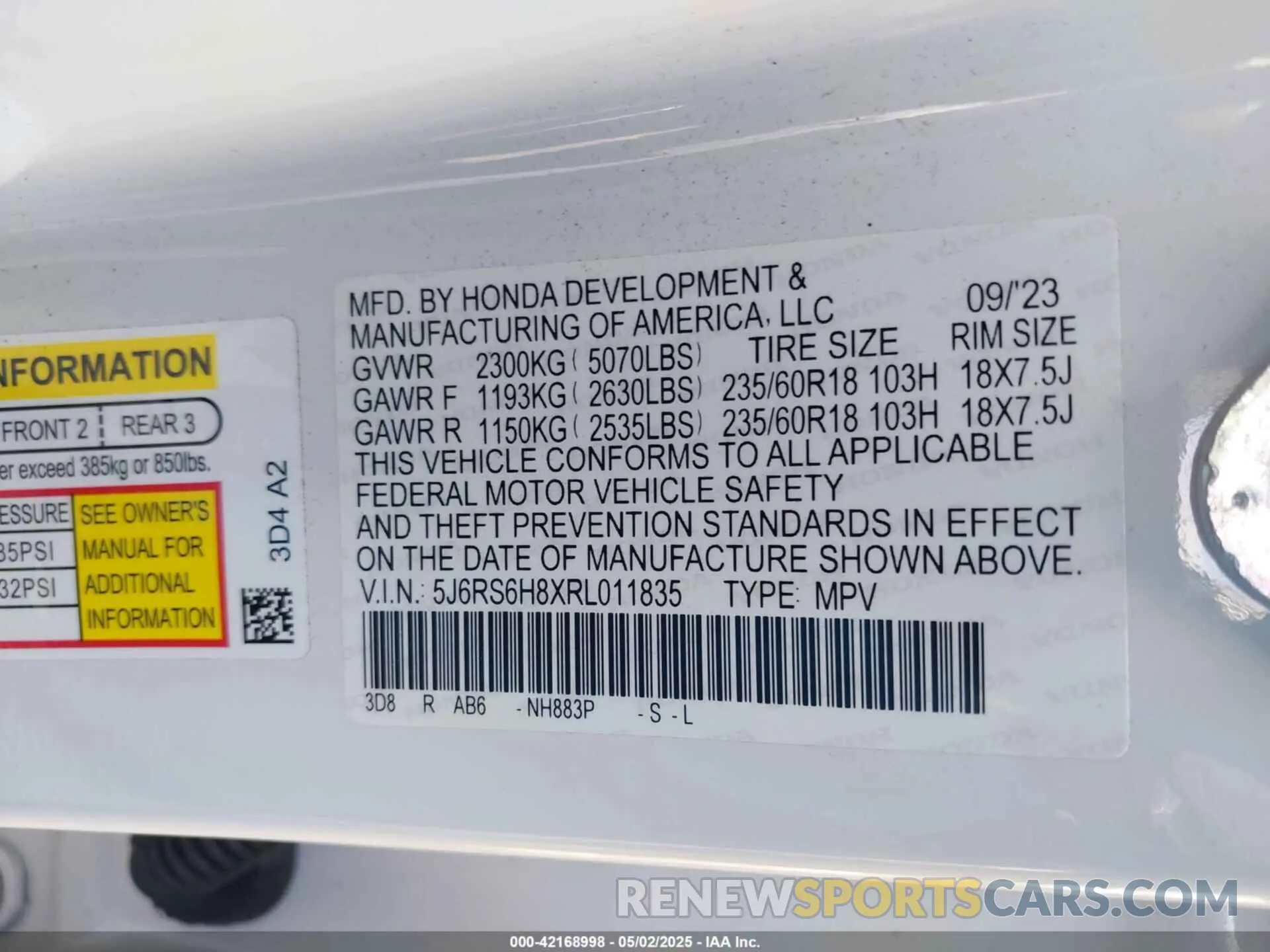 9 Photograph of a damaged car 5J6RS6H8XRL011835 HONDA CR-V HYBRID 2024