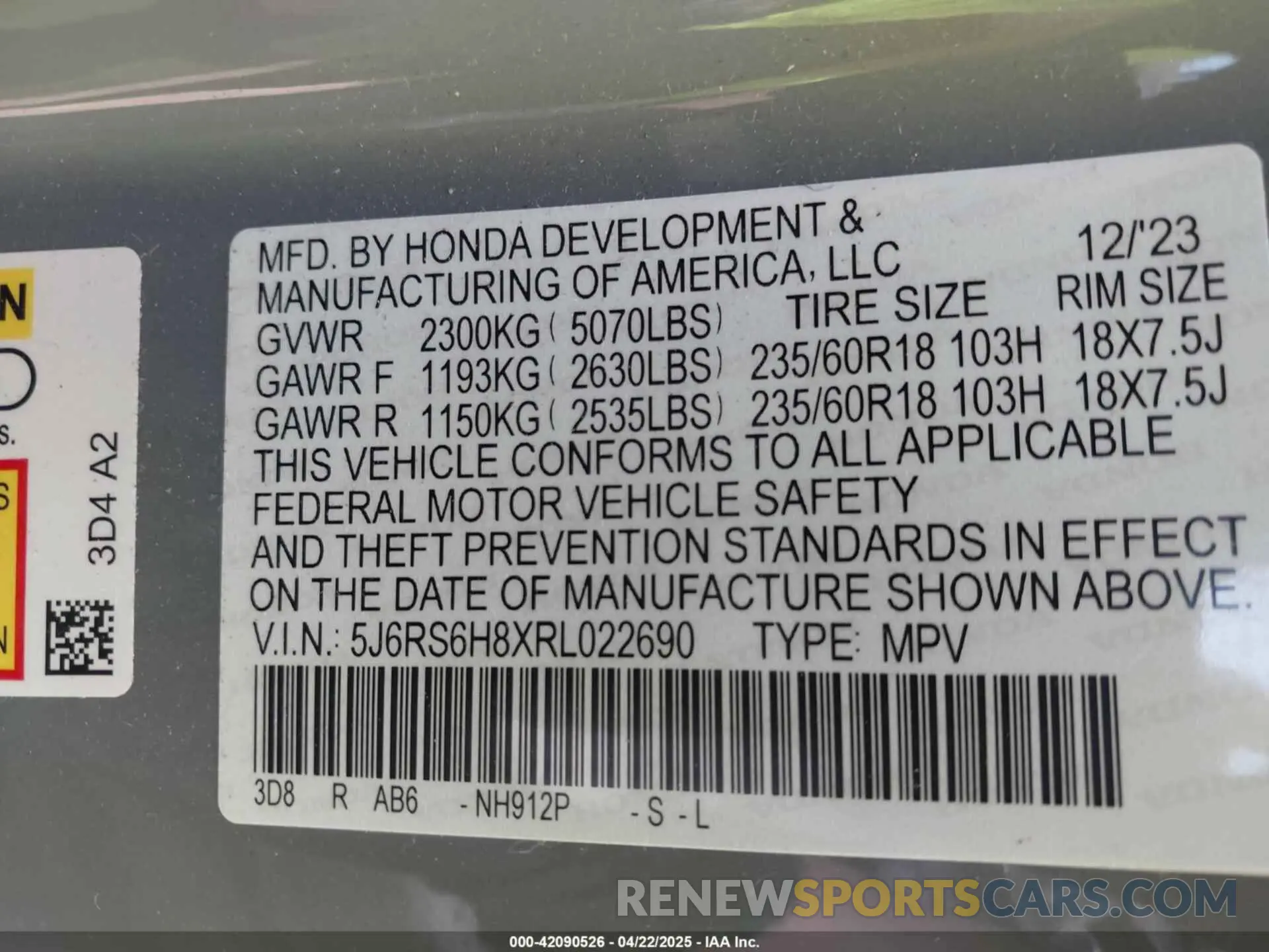 9 Photograph of a damaged car 5J6RS6H8XRL022690 HONDA CR-V HYBRID 2024