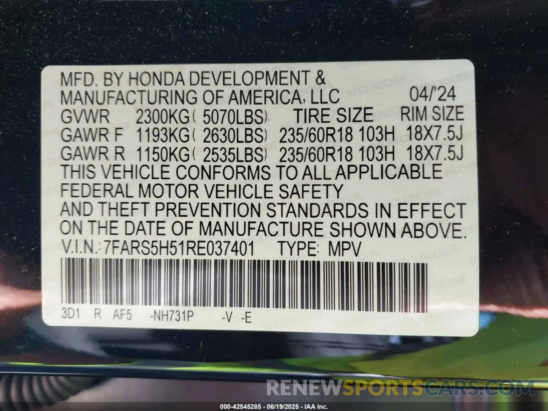 9 Photograph of a damaged car 7FARS5H51RE037401 HONDA CR-V HYBRID 2024