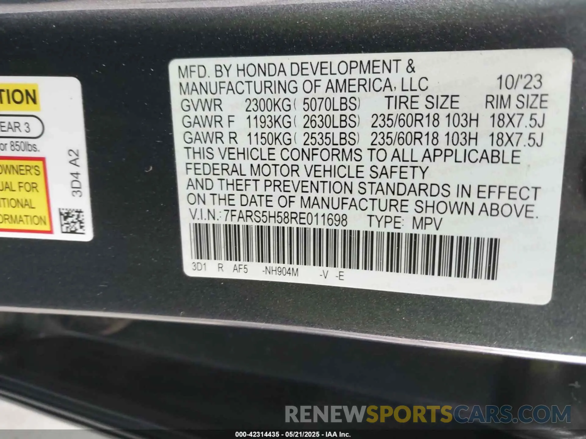9 Photograph of a damaged car 7FARS5H58RE011698 HONDA CR-V HYBRID 2024