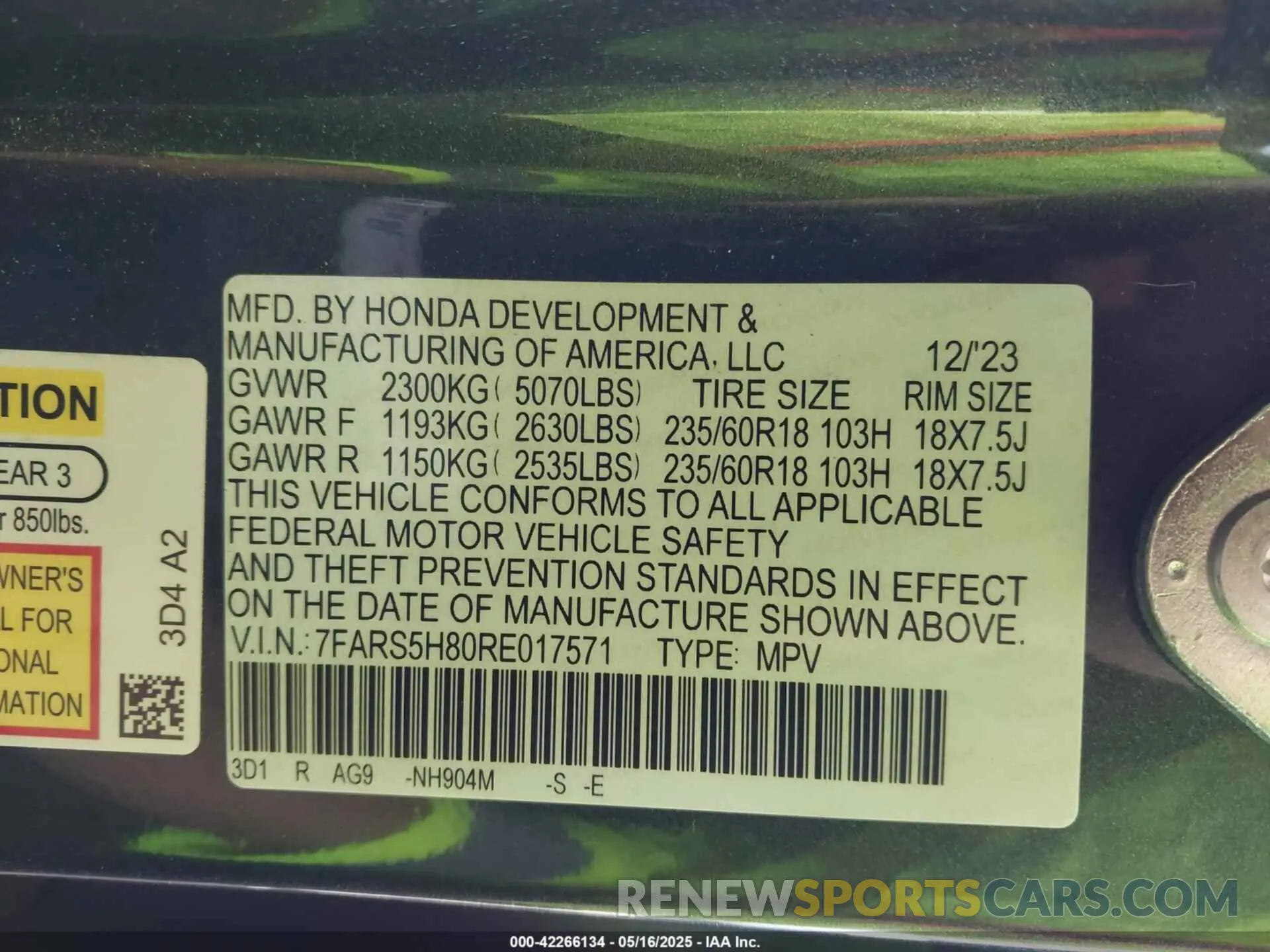 9 Photograph of a damaged car 7FARS5H80RE017571 HONDA CR-V HYBRID 2024