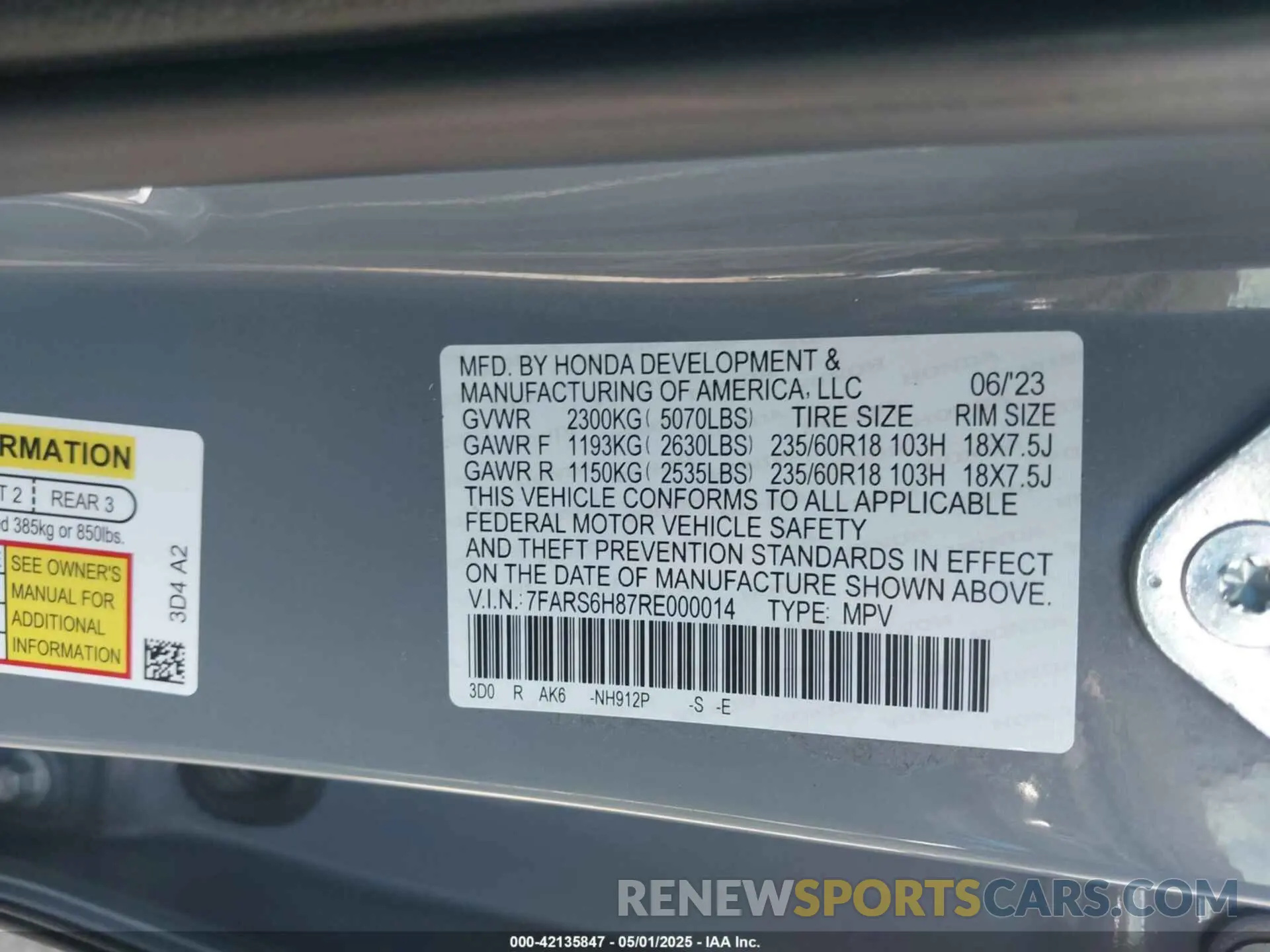 9 Photograph of a damaged car 7FARS6H87RE000014 HONDA CR-V HYBRID 2024