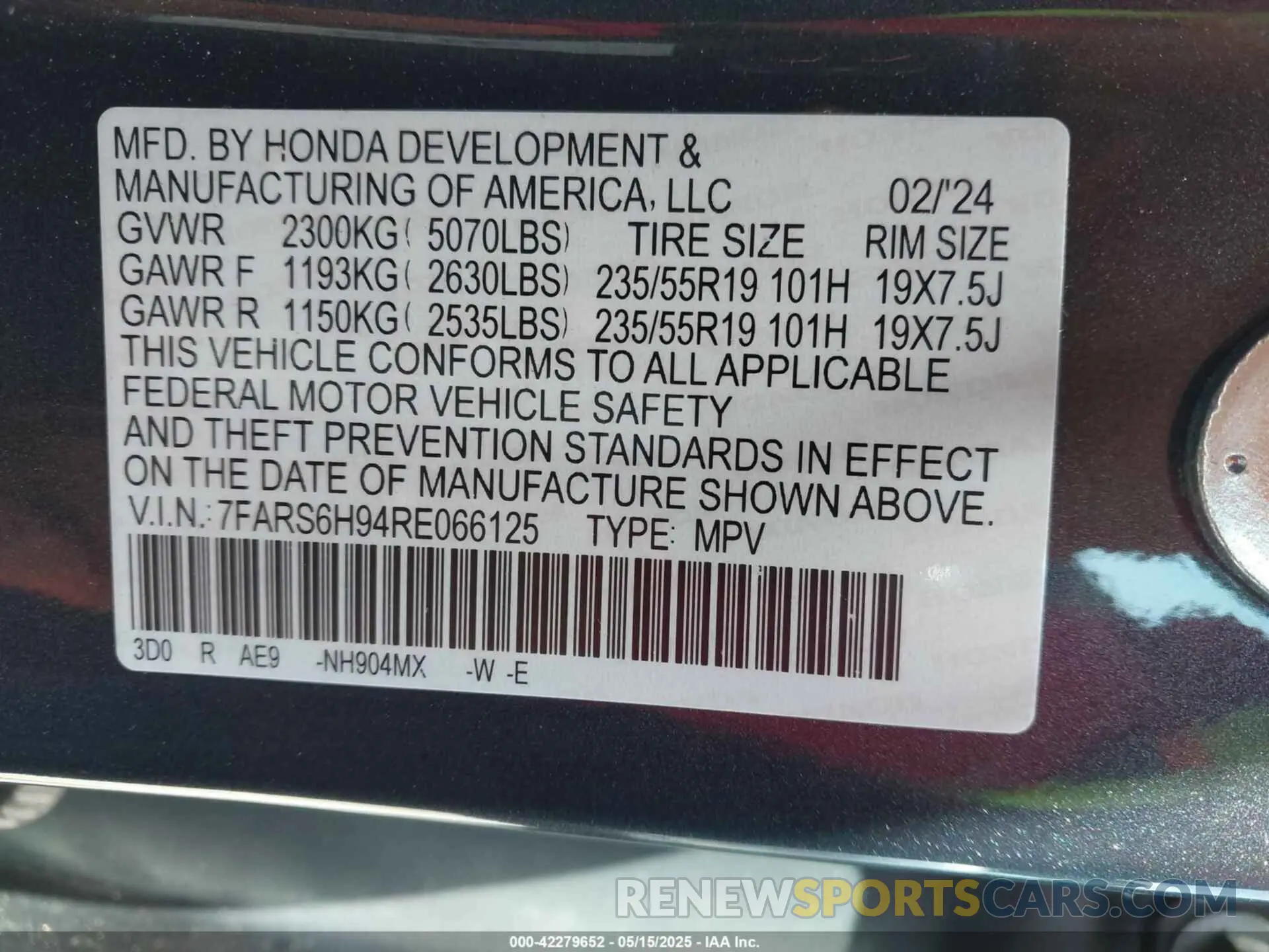 9 Photograph of a damaged car 7FARS6H94RE066125 HONDA CR-V HYBRID 2024