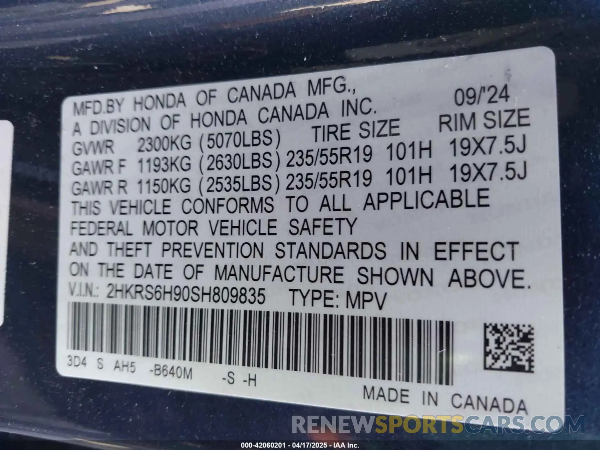 9 Photograph of a damaged car 2HKRS6H90SH809835 HONDA CR-V HYBRID 2025