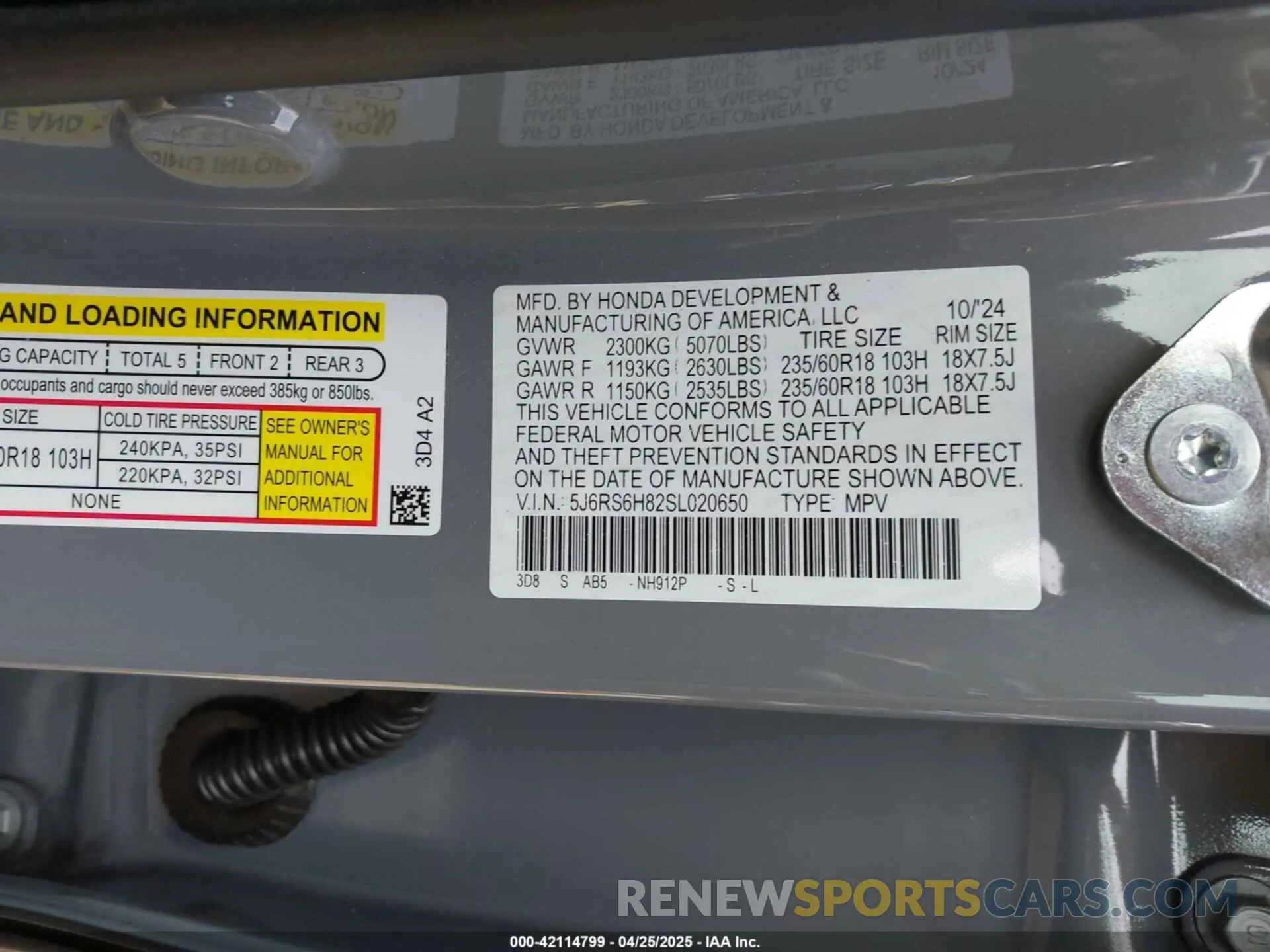 9 Photograph of a damaged car 5J6RS6H82SL020650 HONDA CR-V HYBRID 2025