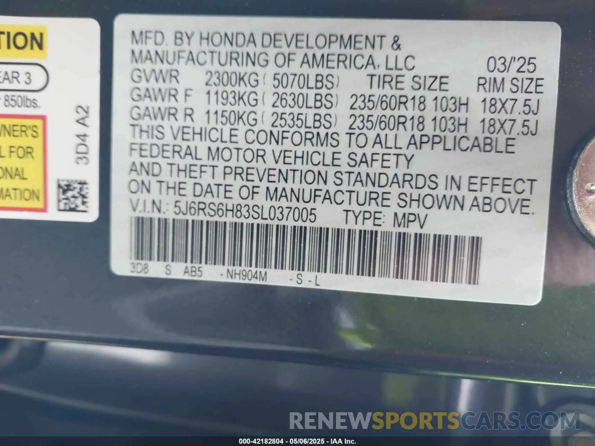 9 Photograph of a damaged car 5J6RS6H83SL037005 HONDA CR-V HYBRID 2025