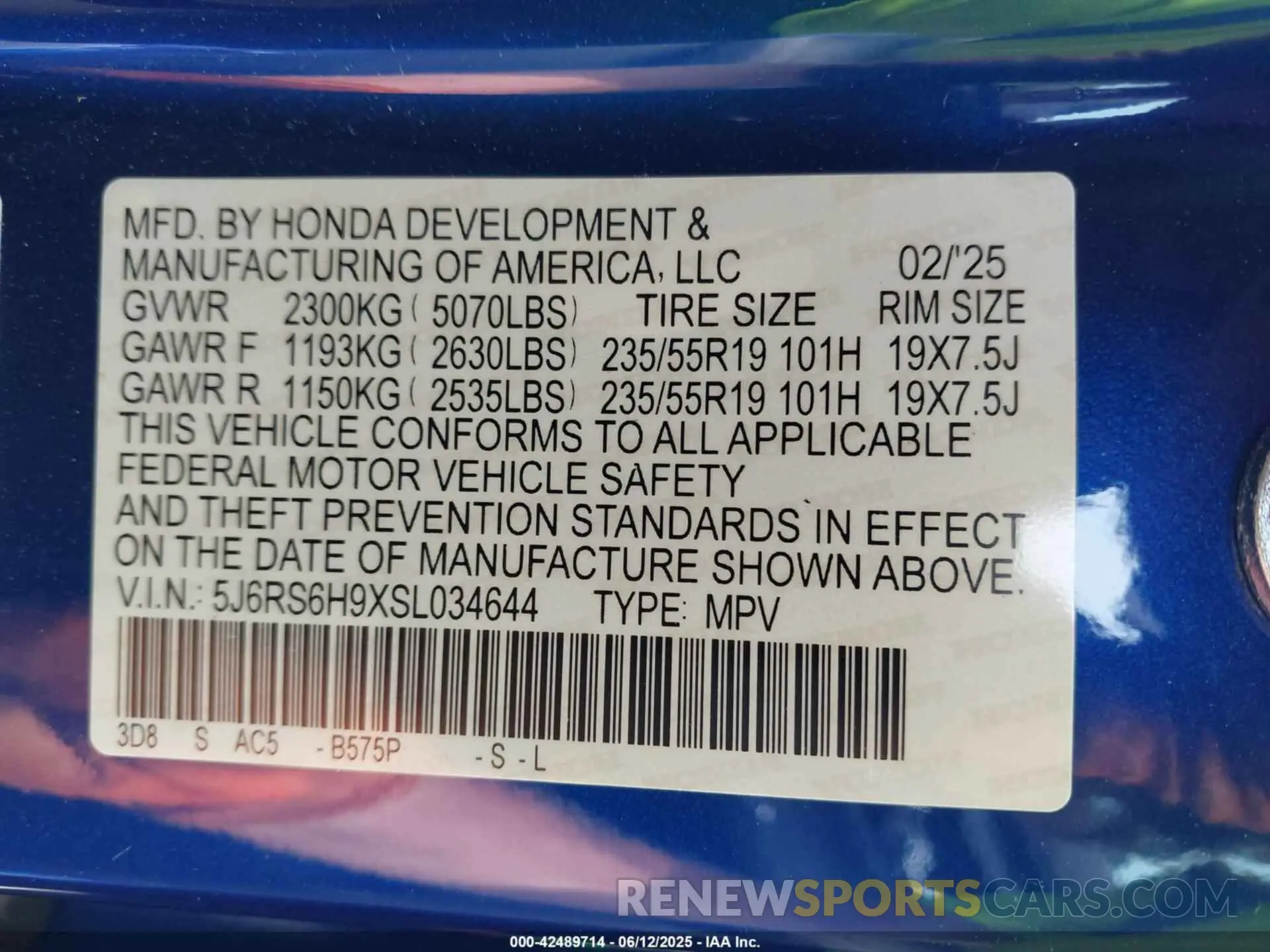 9 Photograph of a damaged car 5J6RS6H9XSL034644 HONDA CR-V HYBRID 2025