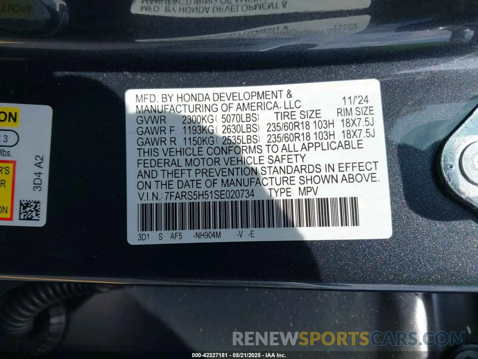 9 Photograph of a damaged car 7FARS5H51SE020734 HONDA CR-V HYBRID 2025
