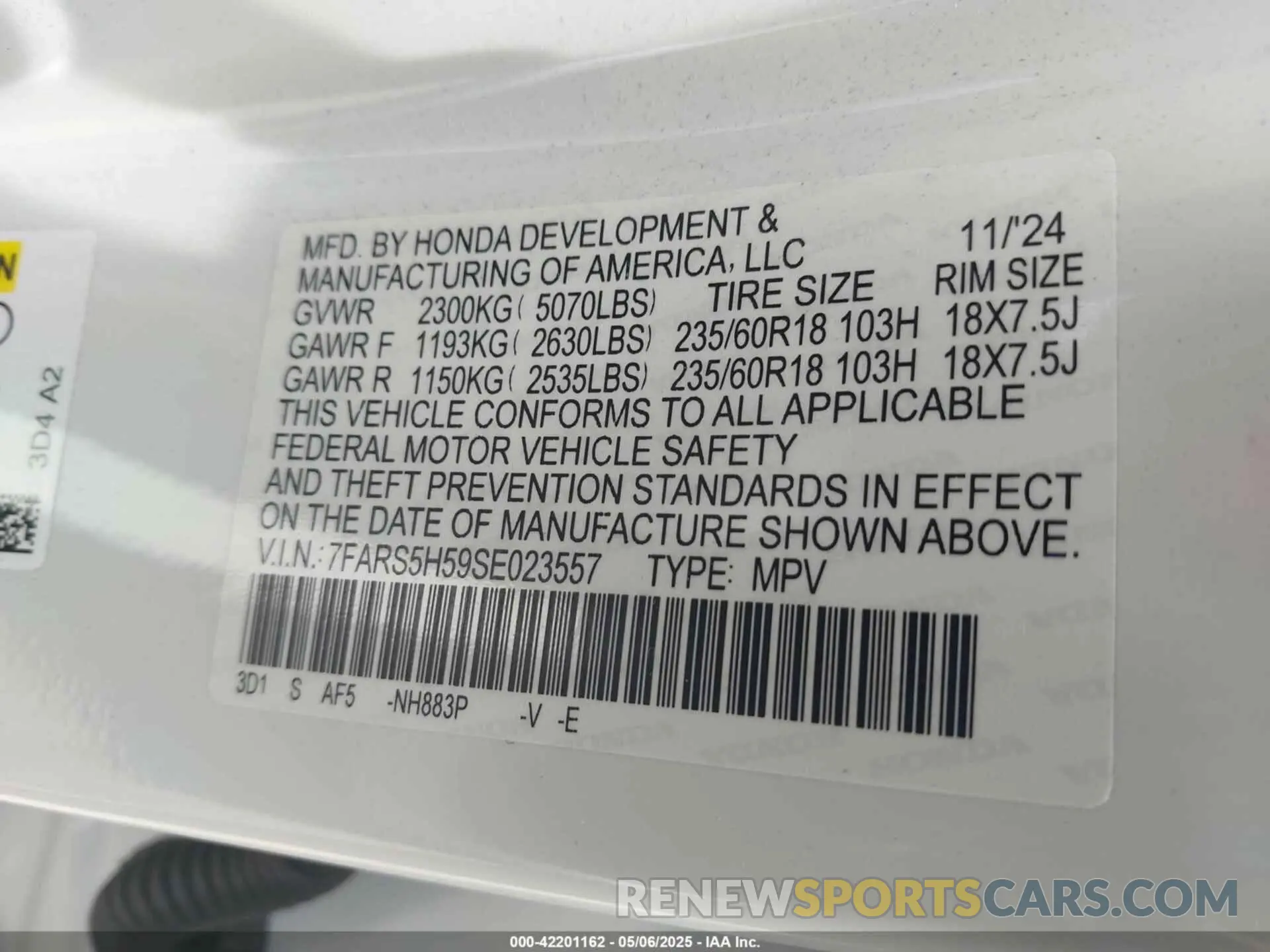 9 Photograph of a damaged car 7FARS5H59SE023557 HONDA CR-V HYBRID 2025
