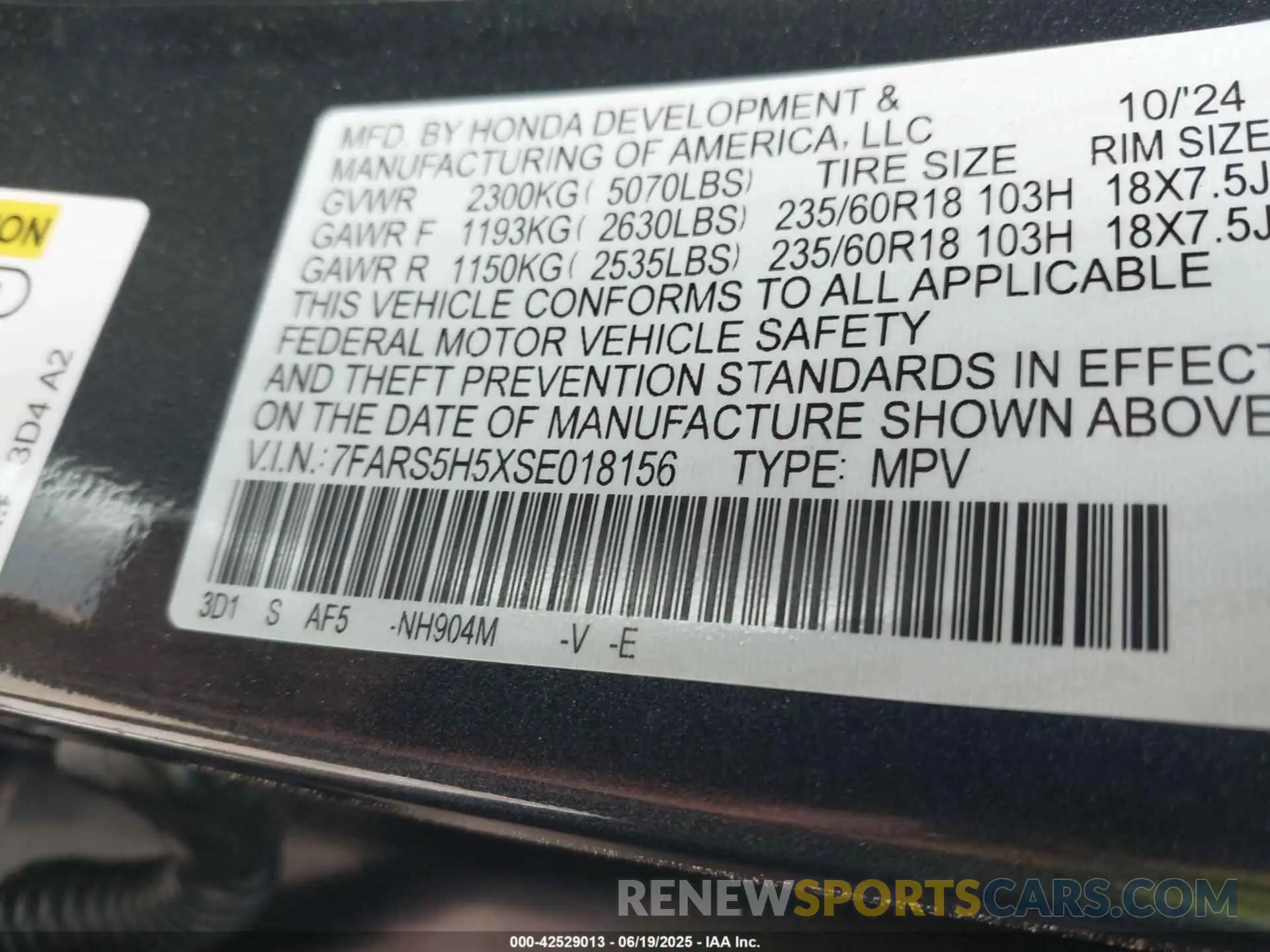 9 Photograph of a damaged car 7FARS5H5XSE018156 HONDA CR-V HYBRID 2025