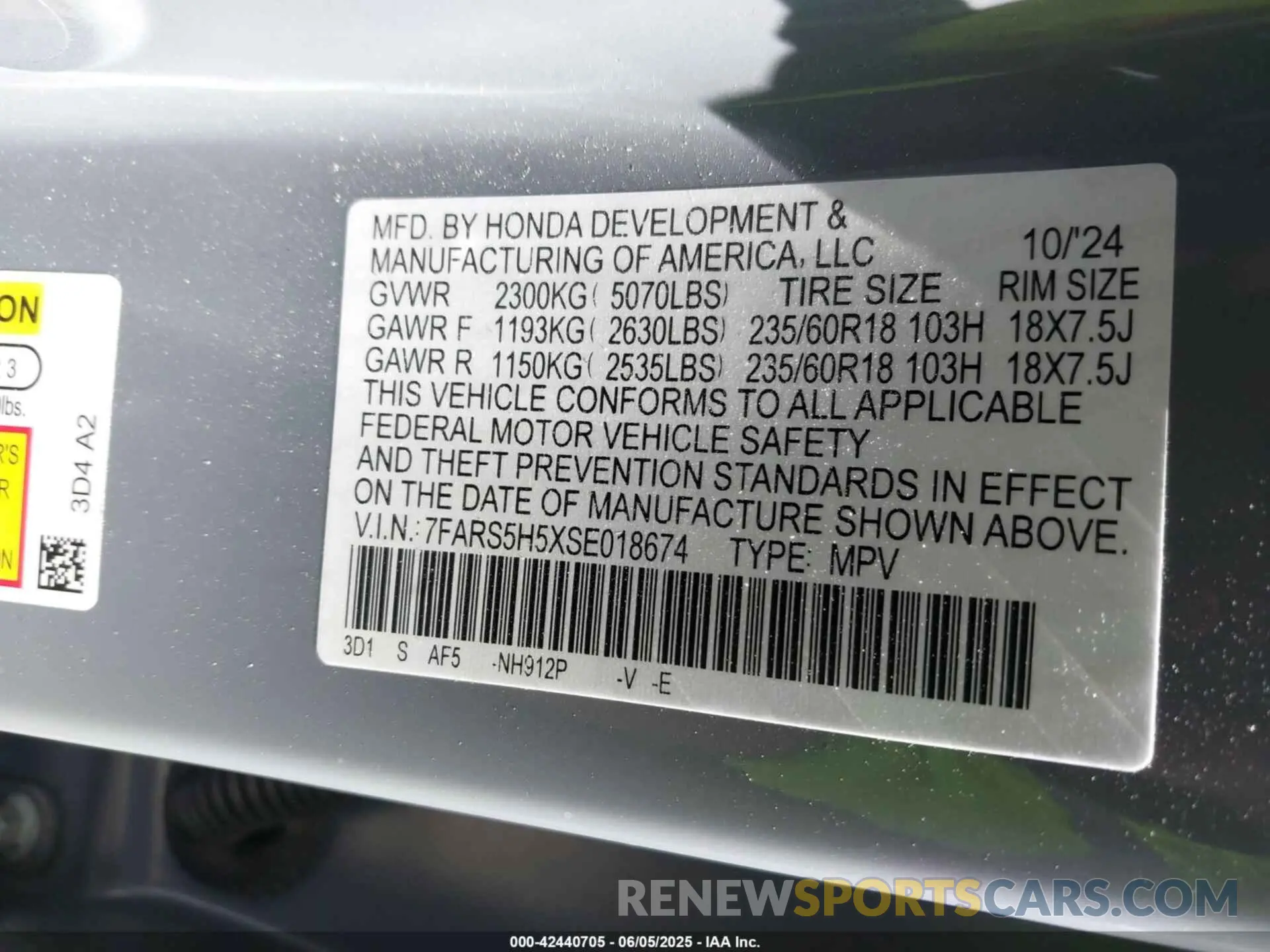 9 Photograph of a damaged car 7FARS5H5XSE018674 HONDA CR-V HYBRID 2025