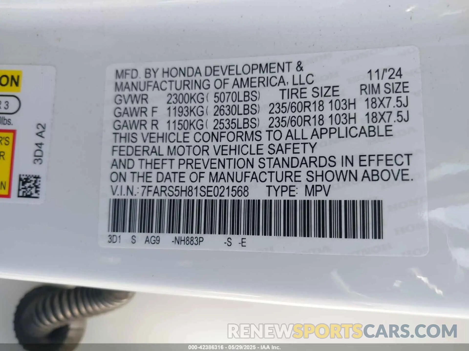 9 Photograph of a damaged car 7FARS5H81SE021568 HONDA CR-V HYBRID 2025