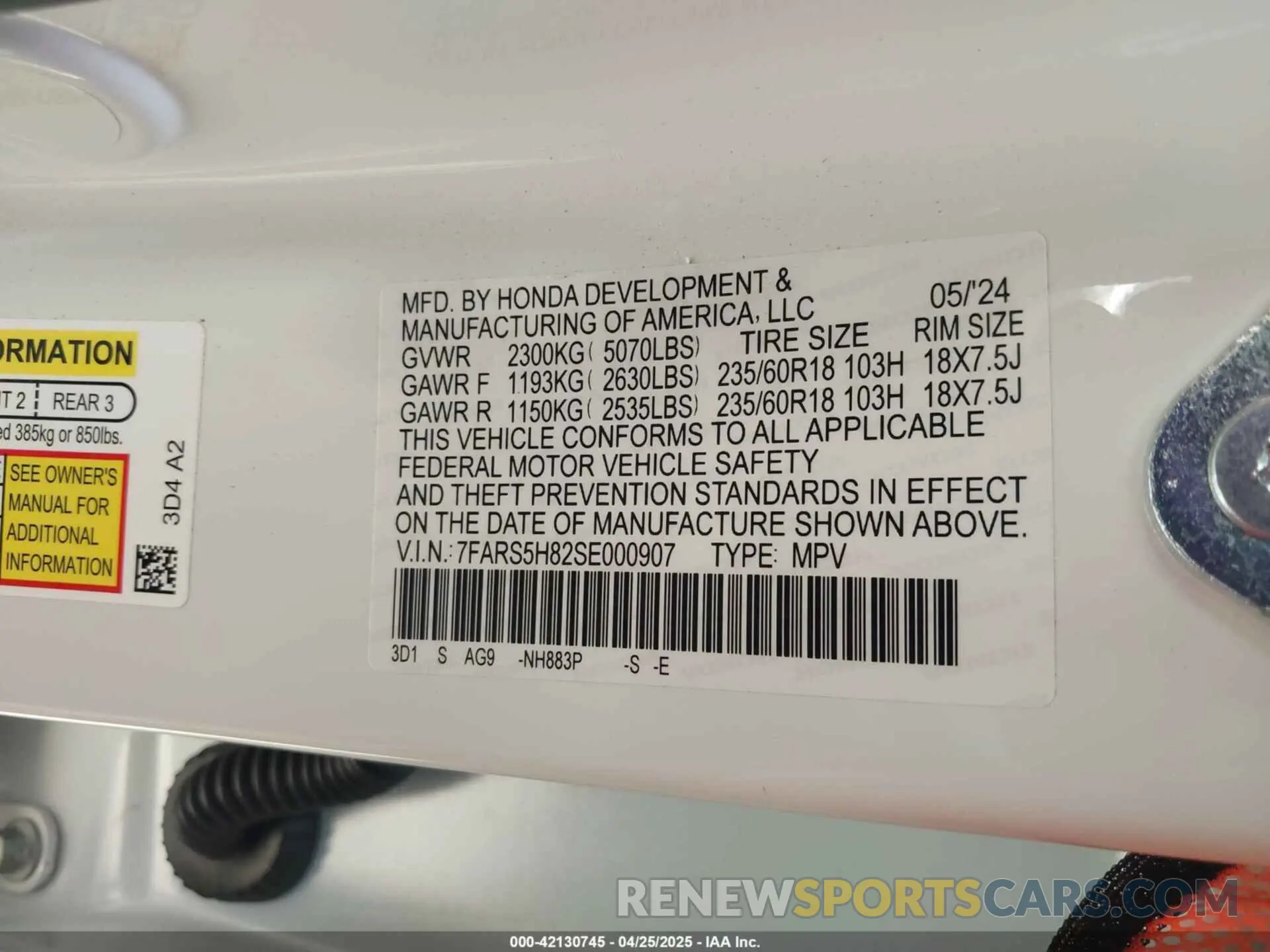 9 Photograph of a damaged car 7FARS5H82SE000907 HONDA CR-V HYBRID 2025