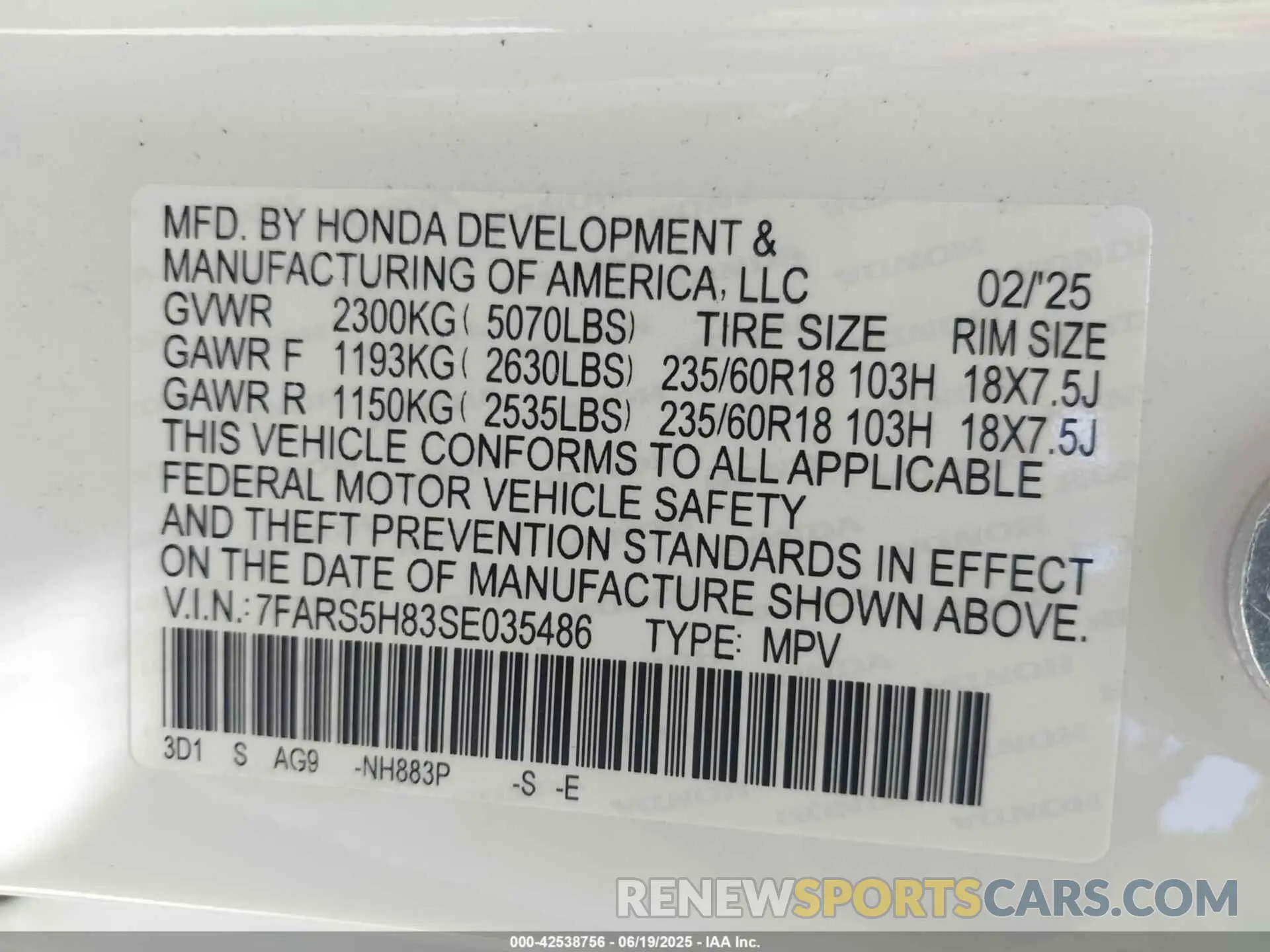 9 Photograph of a damaged car 7FARS5H83SE035486 HONDA CR-V HYBRID 2025