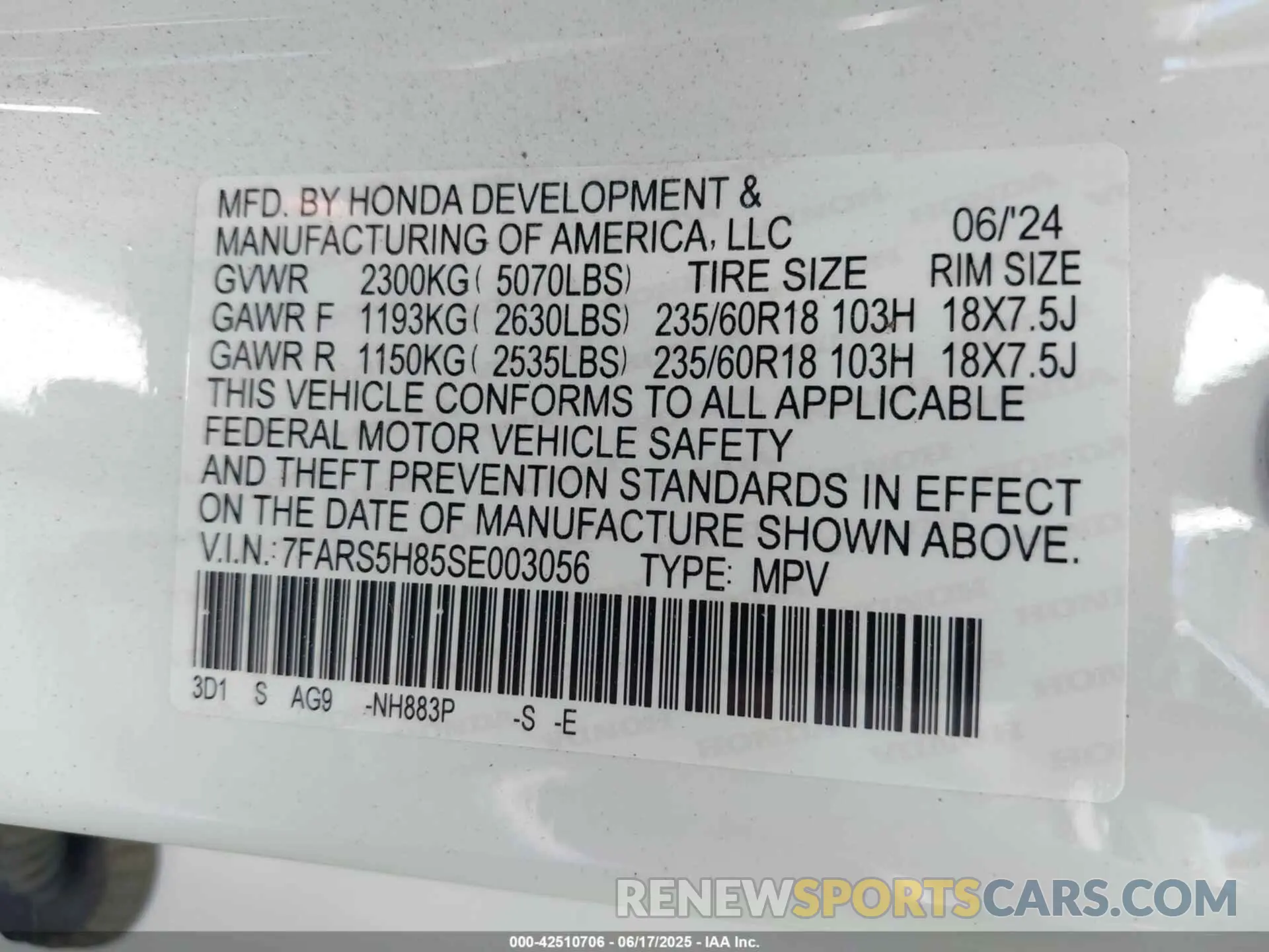 9 Photograph of a damaged car 7FARS5H85SE003056 HONDA CR-V HYBRID 2025