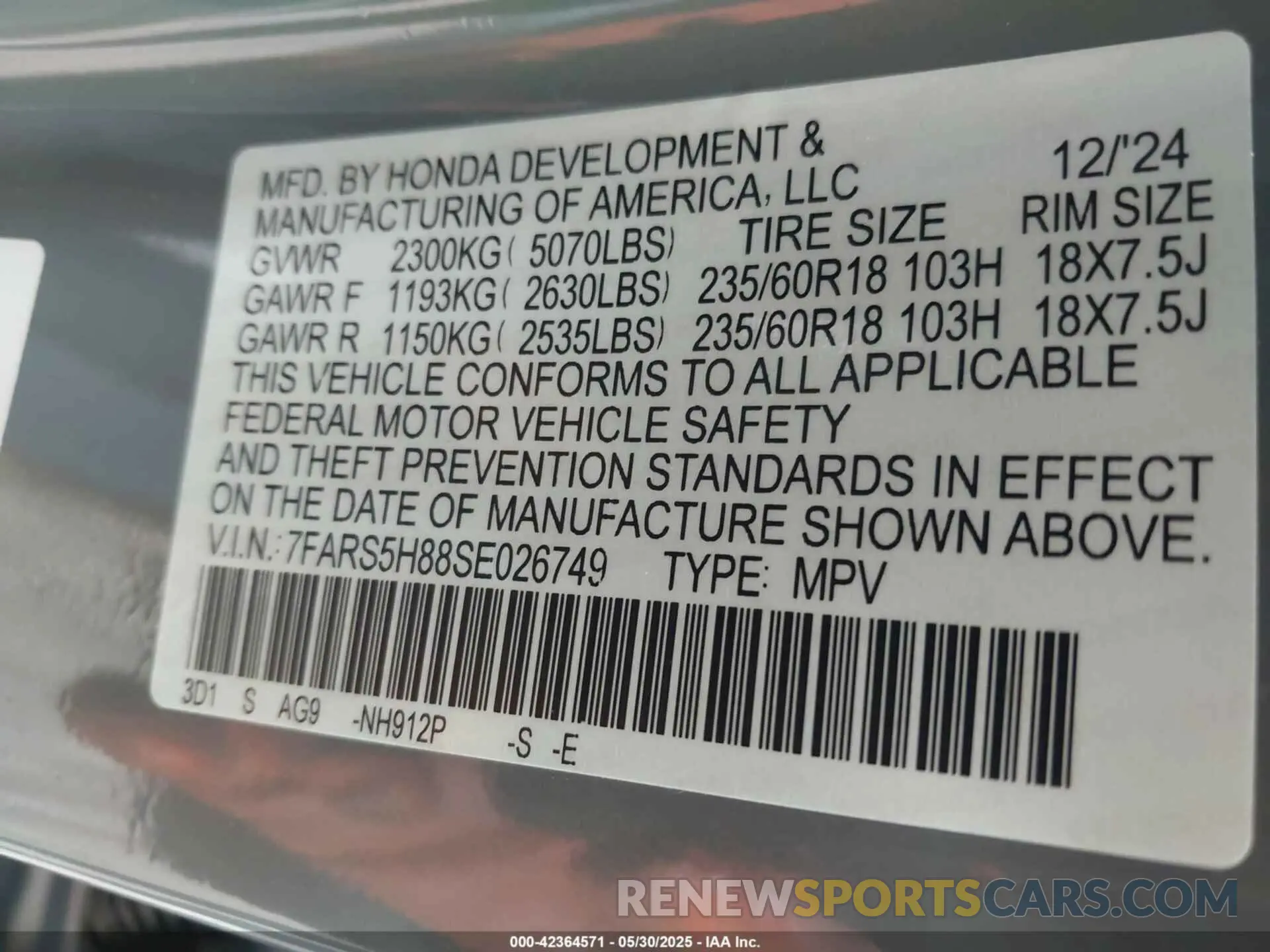 9 Photograph of a damaged car 7FARS5H88SE026749 HONDA CR-V HYBRID 2025