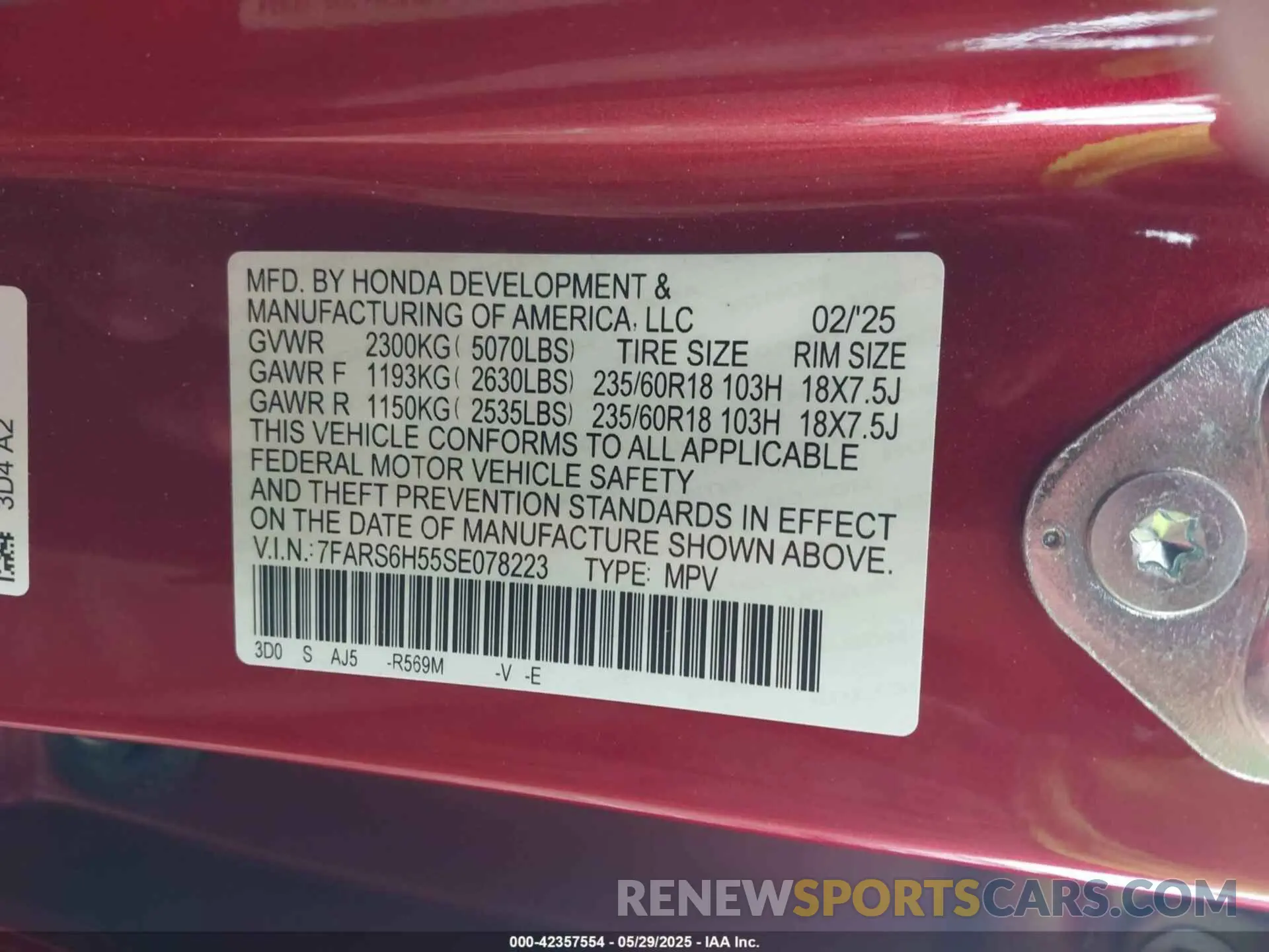 9 Photograph of a damaged car 7FARS6H55SE078223 HONDA CR-V HYBRID 2025