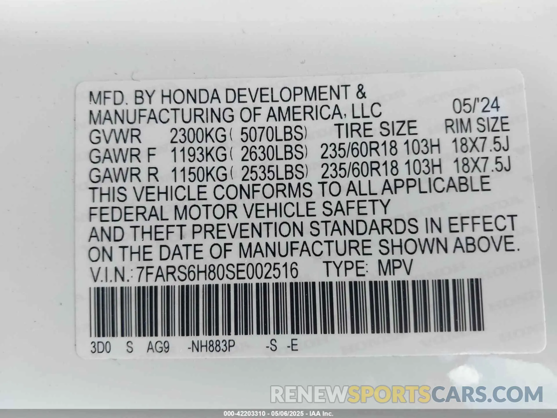 9 Photograph of a damaged car 7FARS6H80SE002516 HONDA CR-V HYBRID 2025