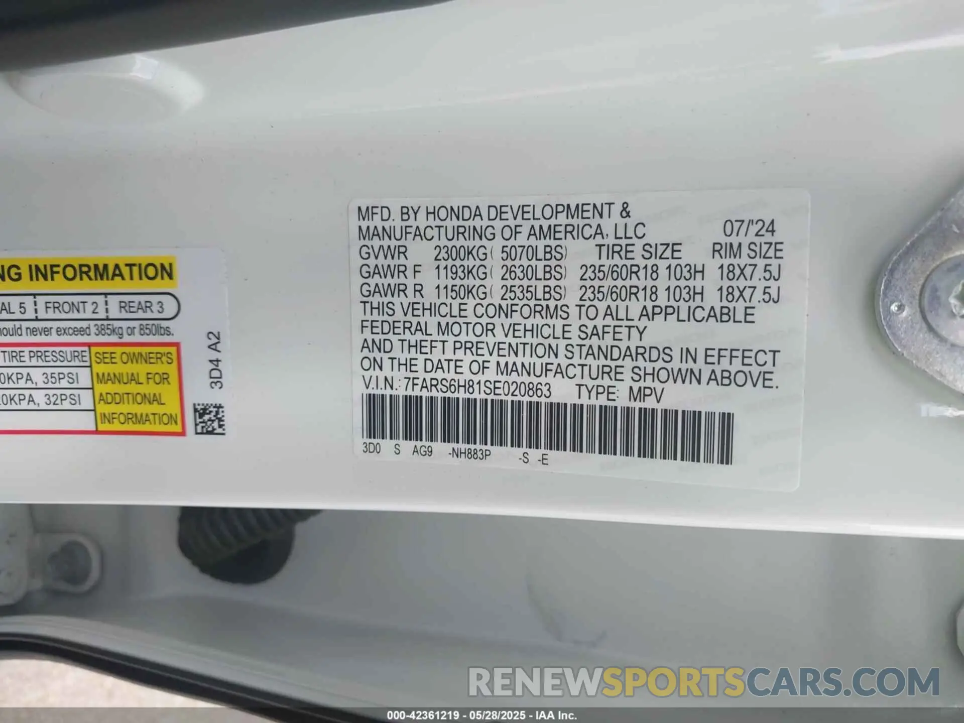 9 Photograph of a damaged car 7FARS6H81SE020863 HONDA CR-V HYBRID 2025