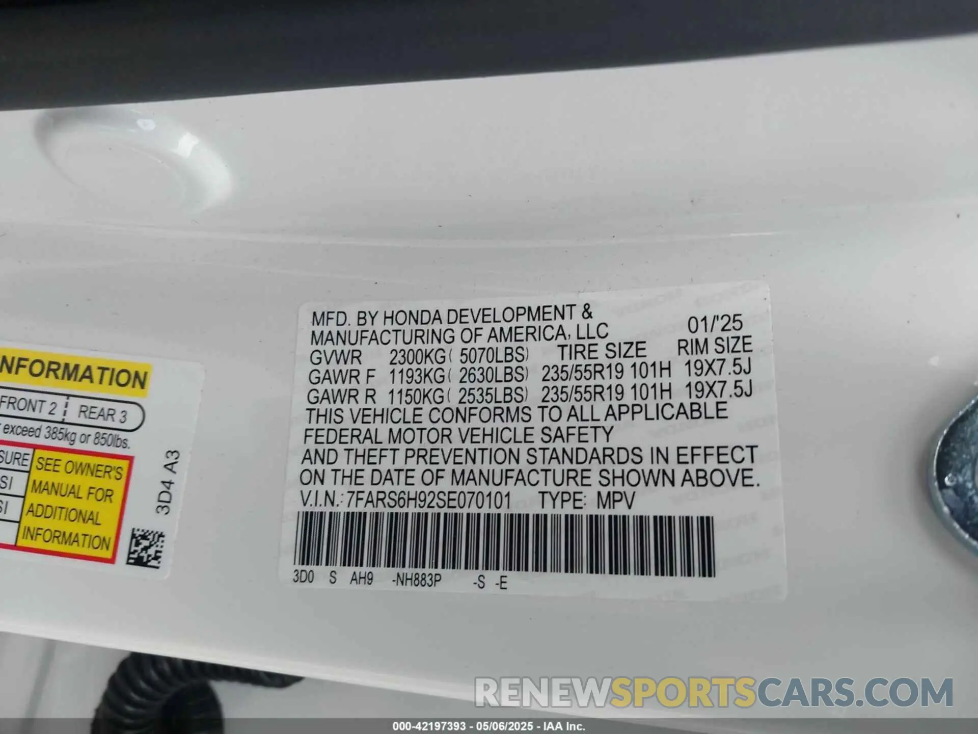 9 Photograph of a damaged car 7FARS6H92SE070101 HONDA CR-V HYBRID 2025