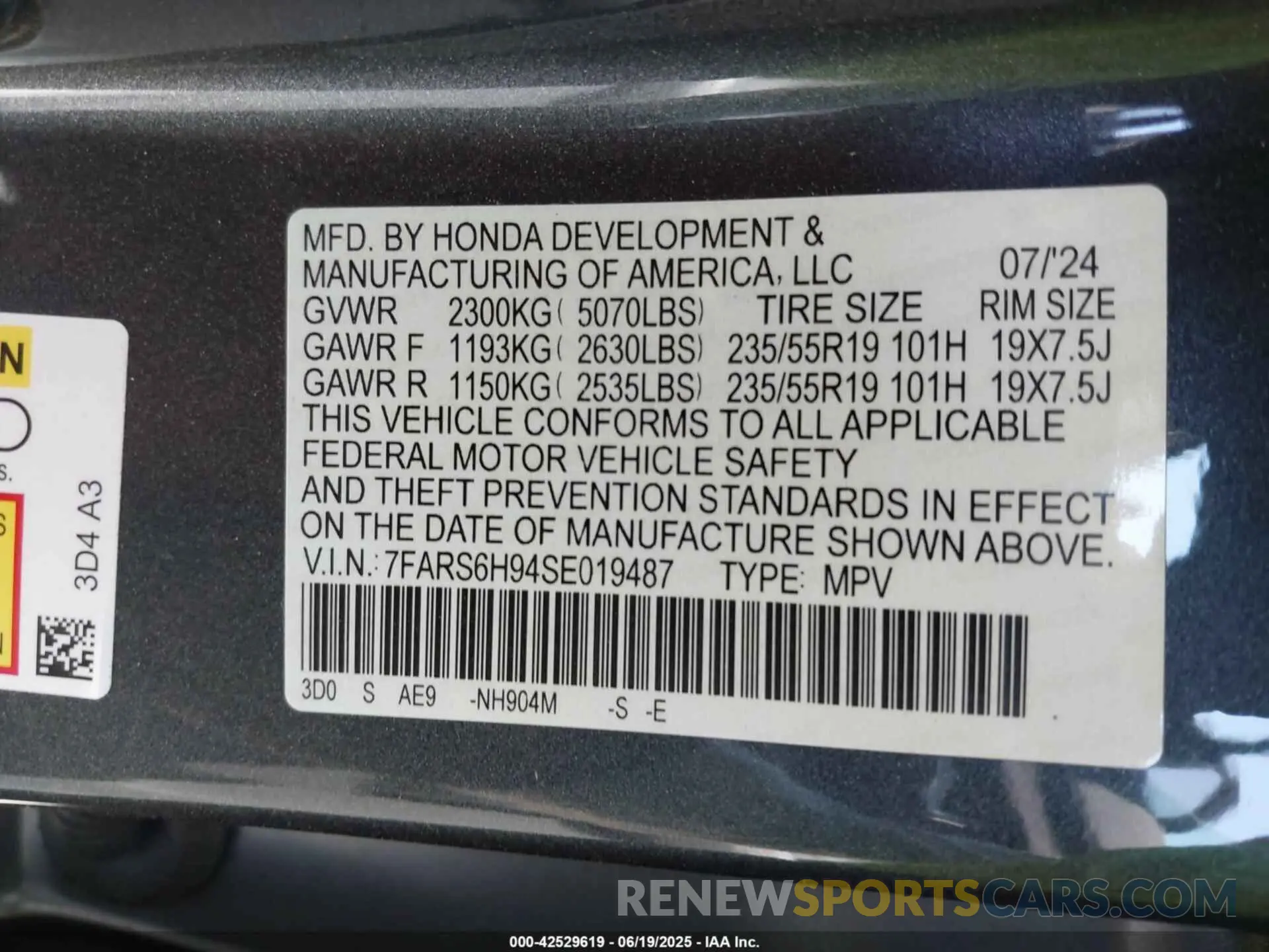 9 Photograph of a damaged car 7FARS6H94SE019487 HONDA CR-V HYBRID 2025