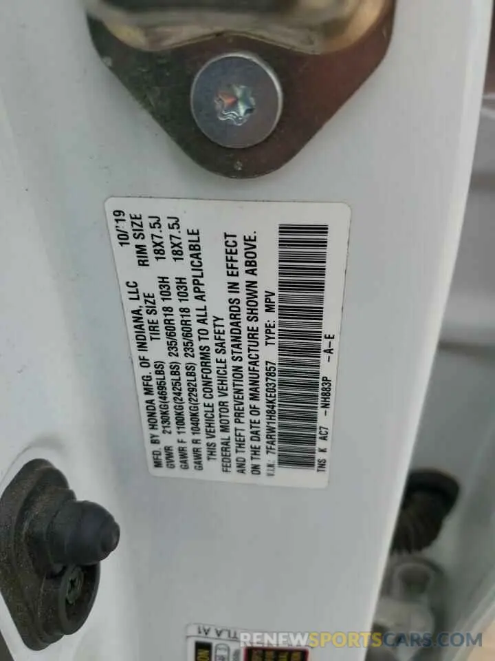 16 Photograph of a damaged car 7FARW1H84KE037857 HONDA CRV 2019