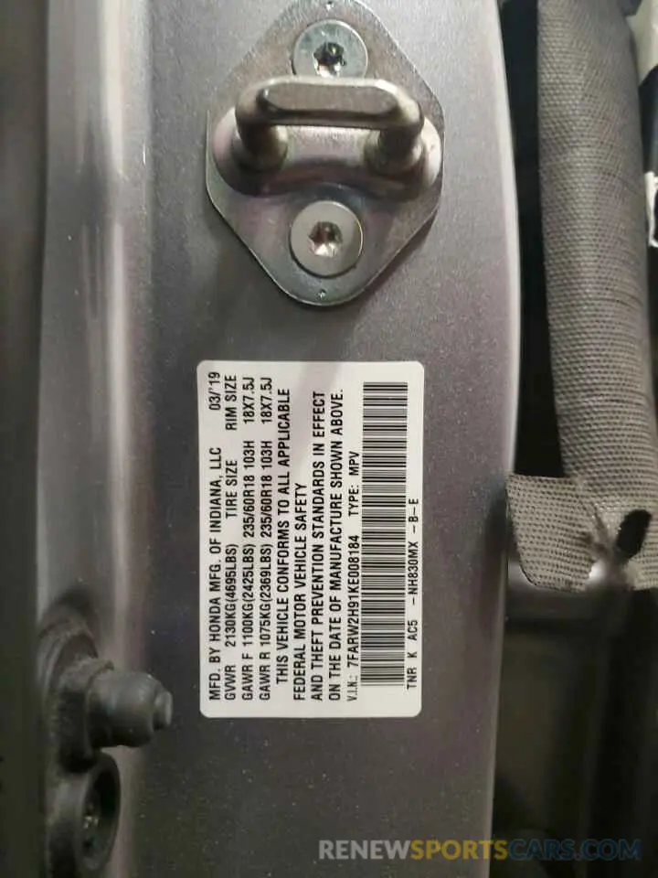 14 Photograph of a damaged car 7FARW2H91KE008184 HONDA CRV 2019