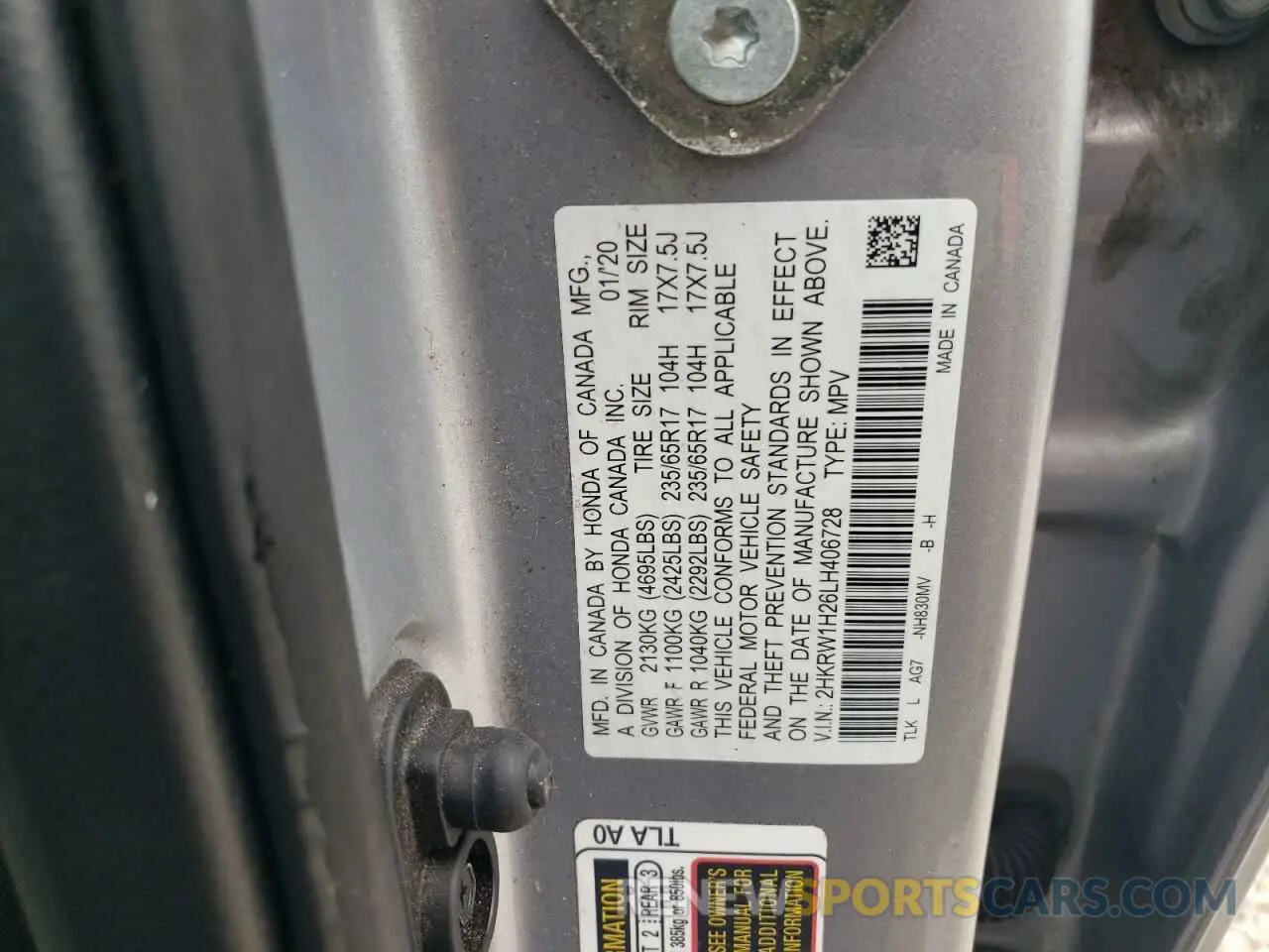 14 Photograph of a damaged car 2HKRW1H26LH406728 HONDA CRV 2020