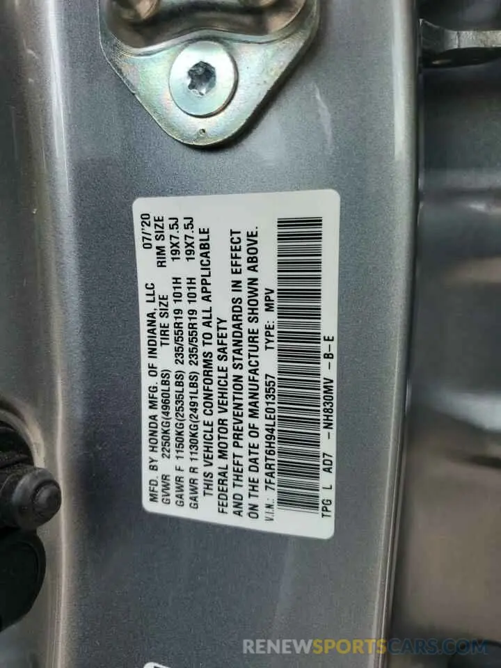 12 Photograph of a damaged car 7FART6H94LE013557 HONDA CRV 2020
