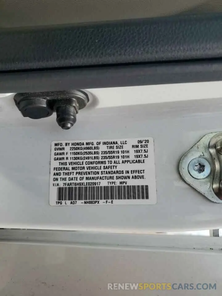 14 Photograph of a damaged car 7FART6H9XLE020917 HONDA CRV 2020