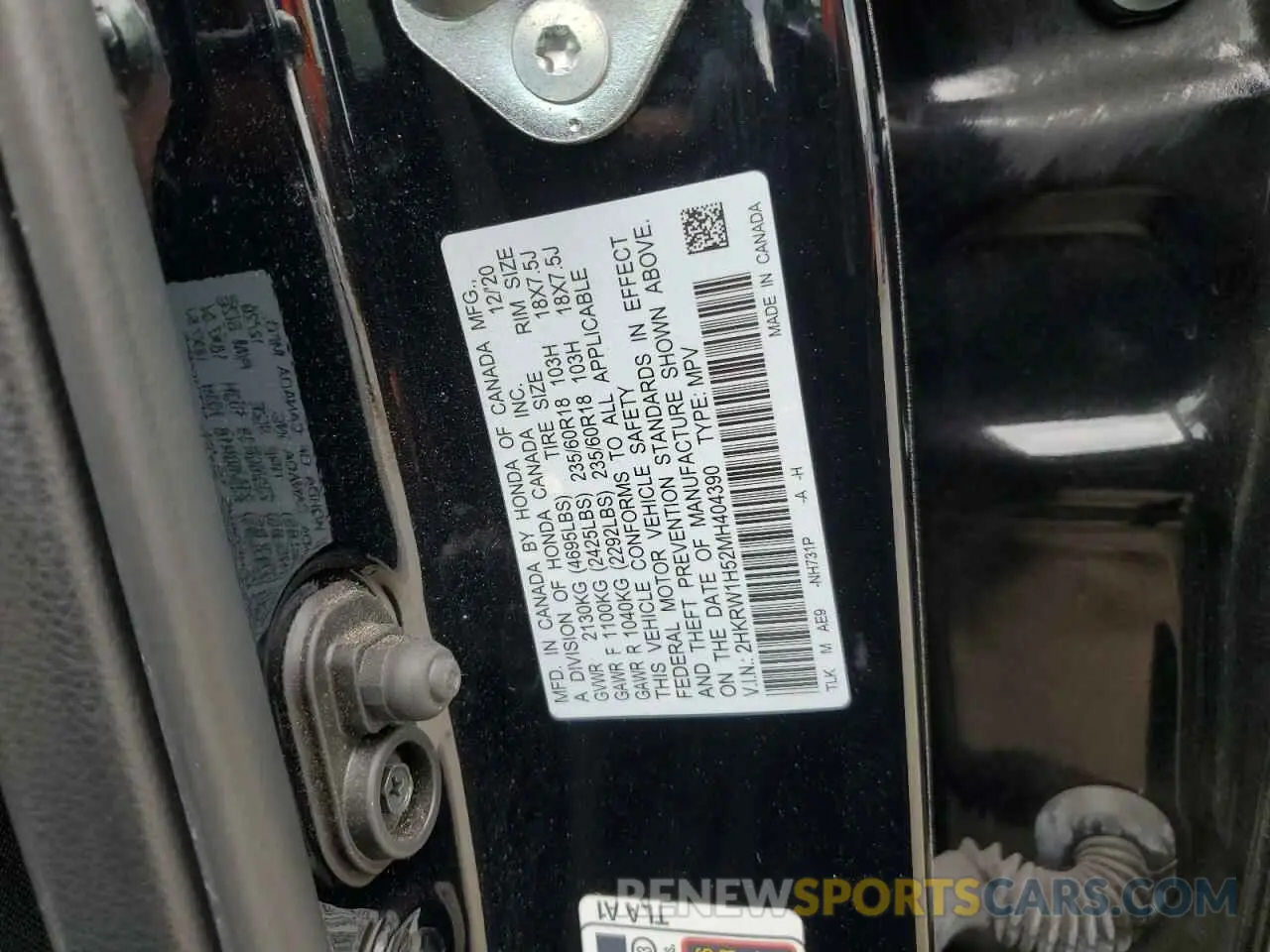 13 Photograph of a damaged car 2HKRW1H52MH404390 HONDA CRV 2021