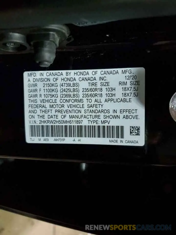 13 Photograph of a damaged car 2HKRW2H50MH611897 HONDA CRV 2021