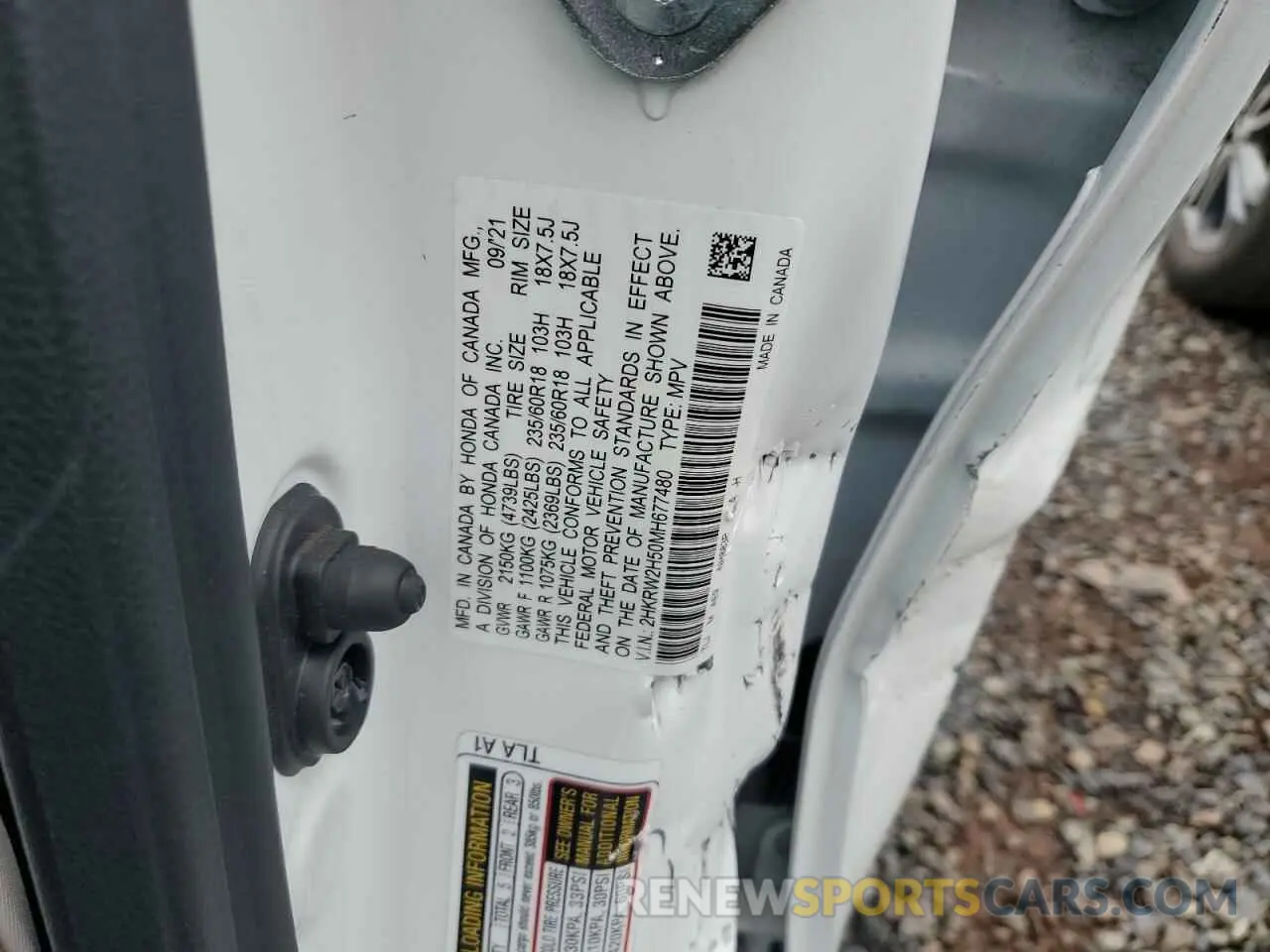 13 Photograph of a damaged car 2HKRW2H50MH677480 HONDA CRV 2021