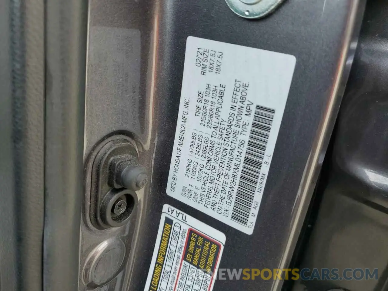 14 Photograph of a damaged car 5J6RW2H8XML014756 HONDA CRV 2021
