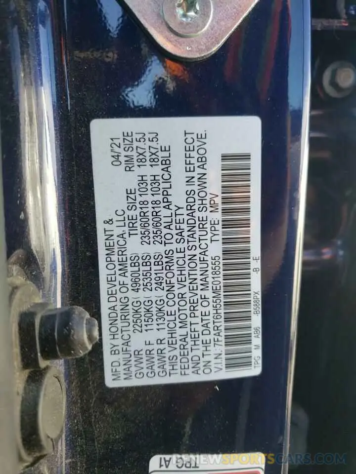 13 Photograph of a damaged car 7FART6H55ME018555 HONDA CRV 2021