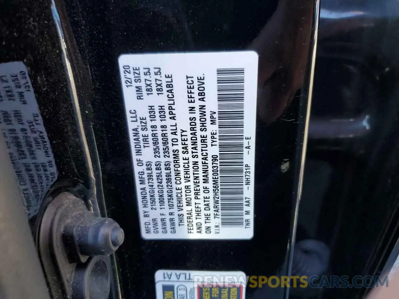 13 Photograph of a damaged car 7FARW2H56ME003790 HONDA CRV 2021