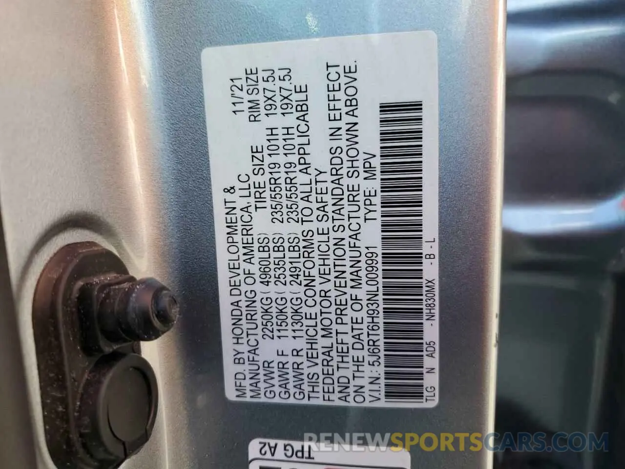 15 Photograph of a damaged car 5J6RT6H93NL009991 HONDA CRV 2022
