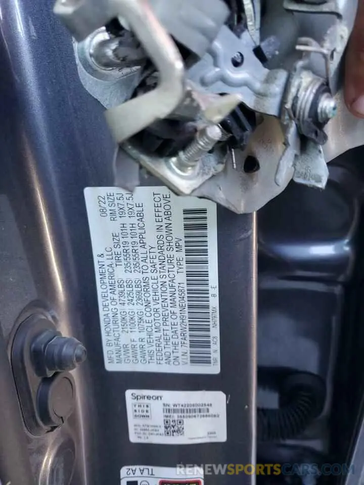 13 Photograph of a damaged car 7FARW2H91NE045871 HONDA CRV 2022