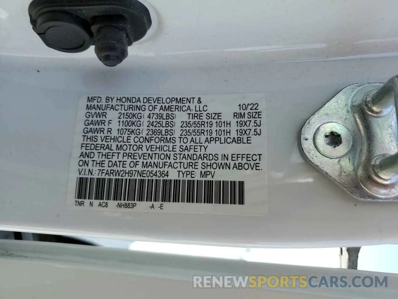 14 Photograph of a damaged car 7FARW2H97NE054364 HONDA CRV 2022