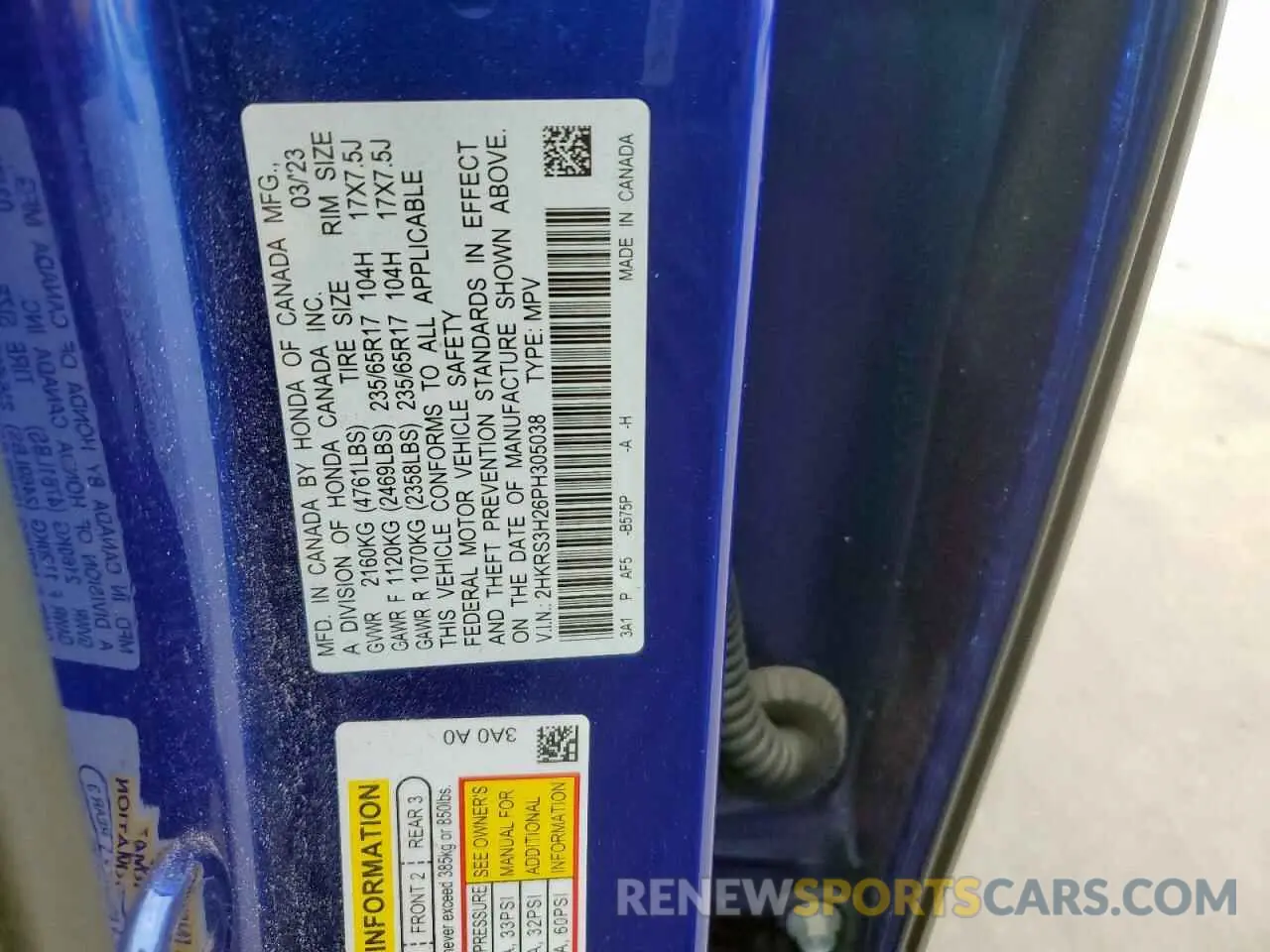 12 Photograph of a damaged car 2HKRS3H26PH305038 HONDA CRV 2023