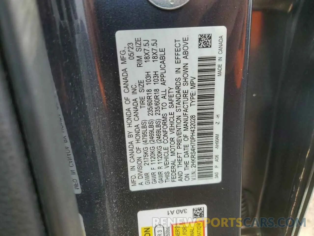 12 Photograph of a damaged car 2HKRS4H70PH432028 HONDA CRV 2023
