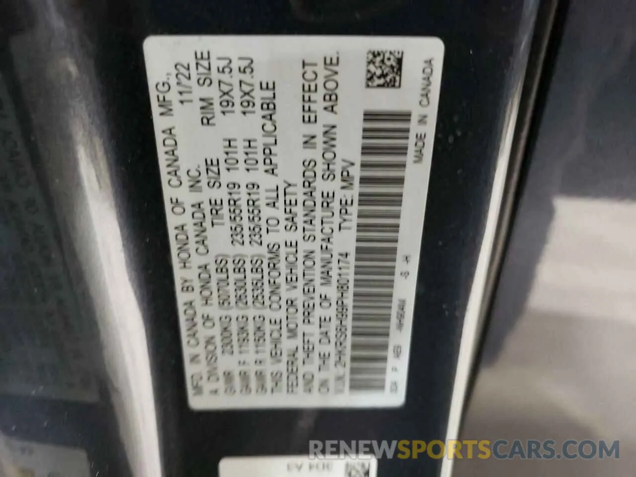 15 Photograph of a damaged car 2HKRS6H99PH801174 HONDA CRV 2023