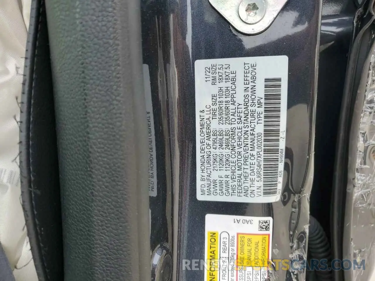 14 Photograph of a damaged car 5J6RS4H7XPL002030 HONDA CRV 2023