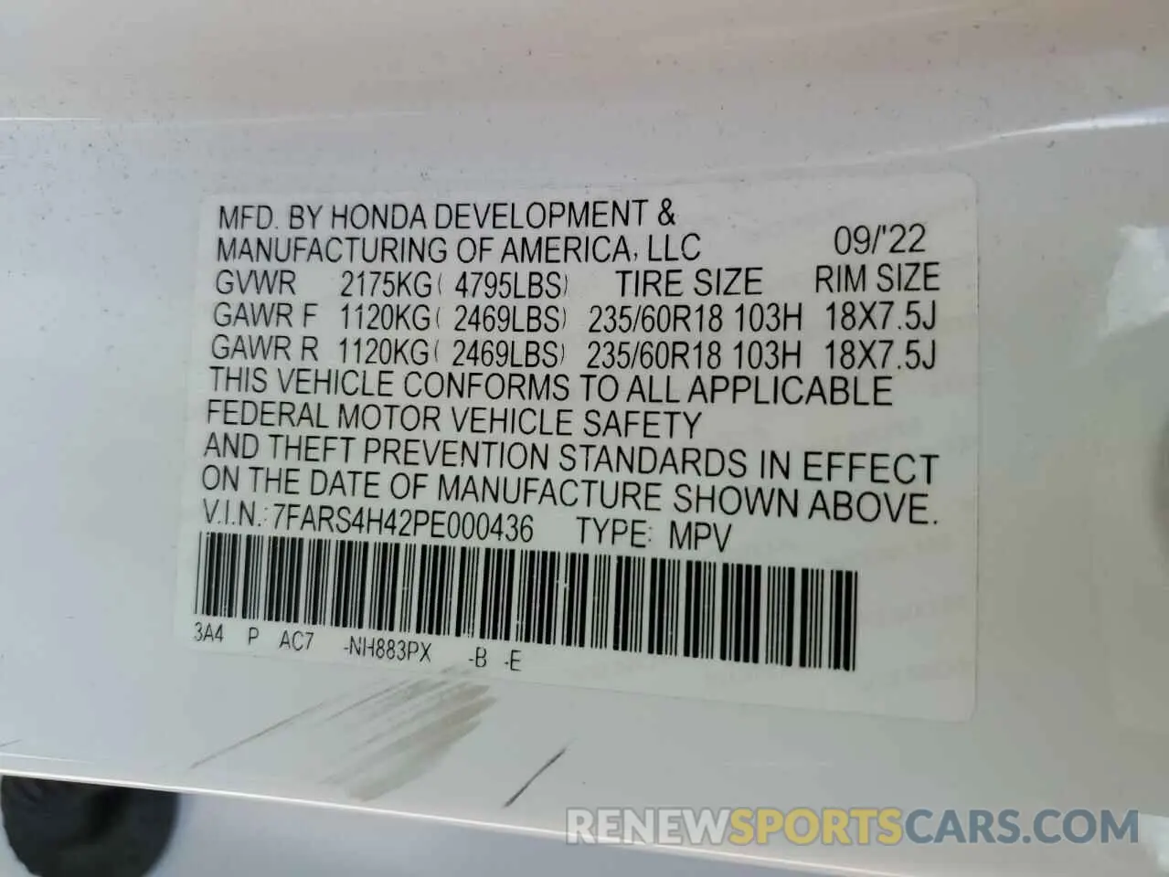 13 Photograph of a damaged car 7FARS4H42PE000436 HONDA CRV 2023