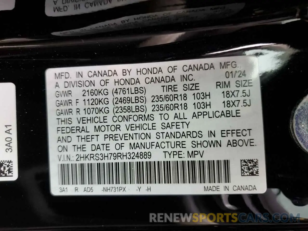 13 Photograph of a damaged car 2HKRS3H79RH324889 HONDA CRV 2024