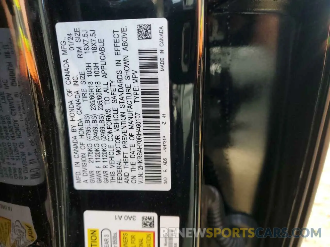 13 Photograph of a damaged car 2HKRS4H70RH460107 HONDA CRV 2024