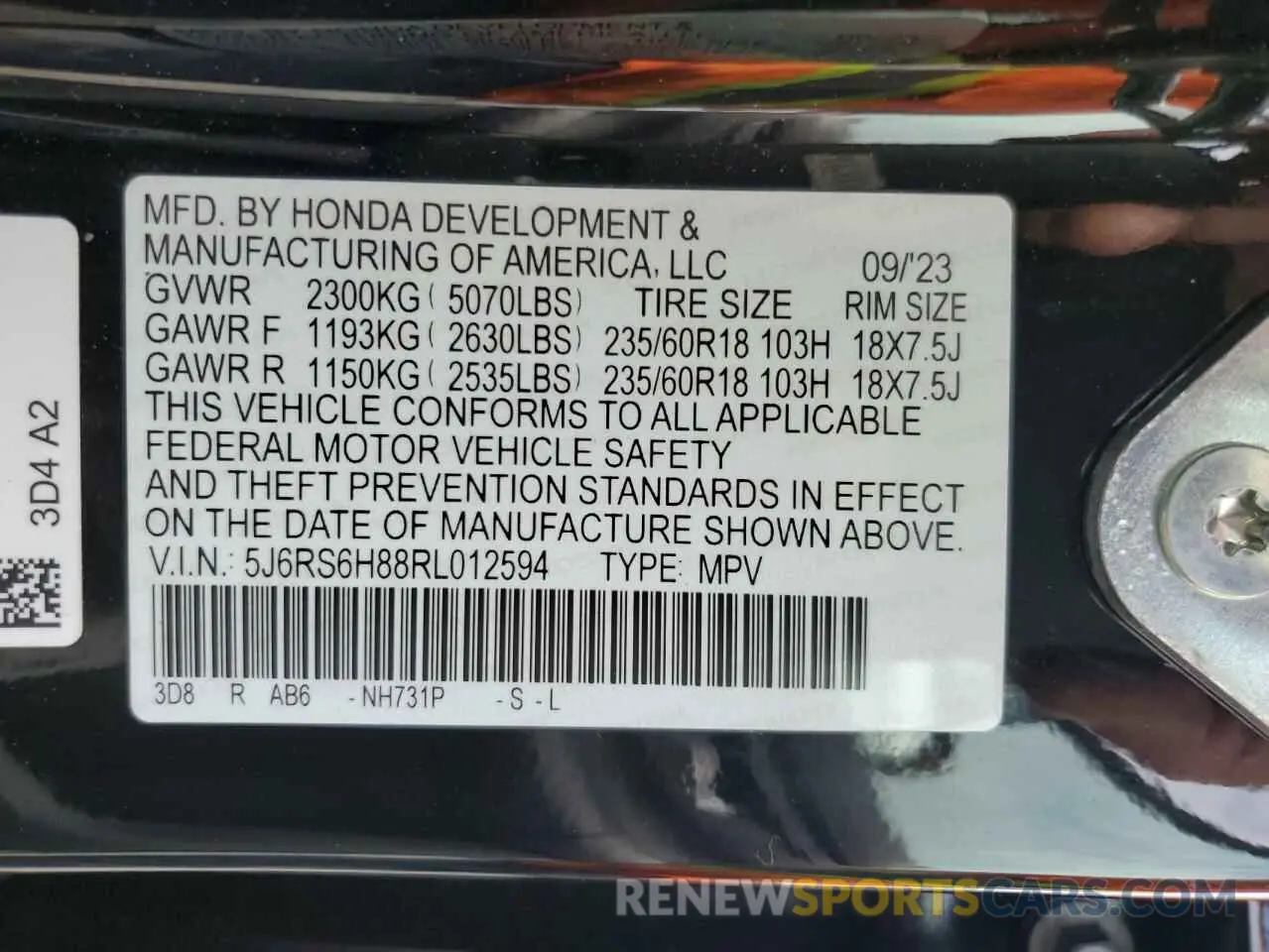 15 Photograph of a damaged car 5J6RS6H88RL012594 HONDA CRV 2024